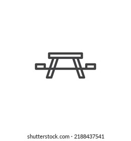 Picnic table line icon. linear style sign for mobile concept and web design. Table with seat outline vector icon. Symbol, logo illustration. Vector graphics