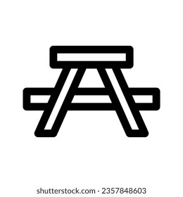 Picnic table line icon. Vector graphics