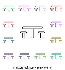 Picnic table line multi color style icon. Simple thin line, outline vector of camping icons for ui and ux, website or mobile application