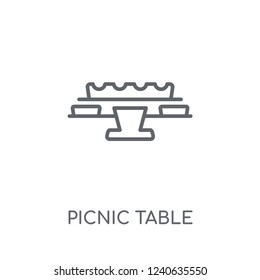 Picnic table linear icon. Modern outline Picnic table logo concept on white background from camping collection. Suitable for use on web apps, mobile apps and print media.