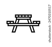 picnic table outdoor furniture line icon vector. picnic table outdoor furniture sign. isolated contour symbol black illustration