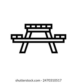 picnic table outdoor furniture line icon vector. picnic table outdoor furniture sign. isolated contour symbol black illustration