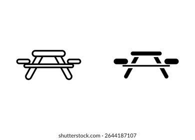 Picnic table outdoor furniture line icon vector. picnic table outdoor furniture sign. black illustration of contour symbol isolated on white background