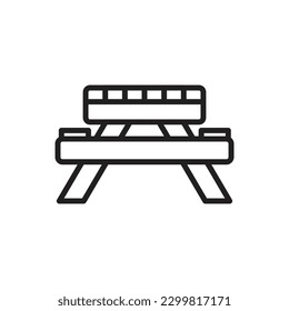 Picnic Table Outline Icon Vector Illustration