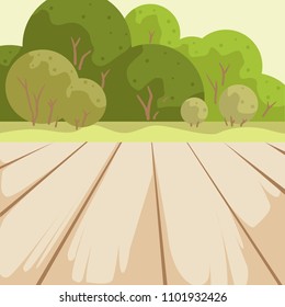 Picnic table place in forest. Flat design. Vector