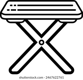 Сamping picnic table stool icon line style