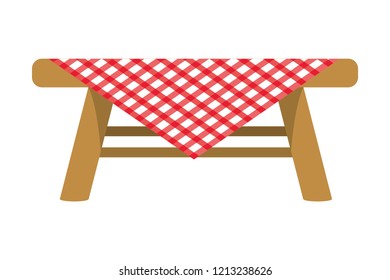 Picnic table with tablecloth