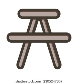 Picnic Table Thick Line Filled Colors For Personal And Commercial Use.

