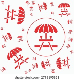 Picnic Table trendy vector illustration in flat style handsome background.eps