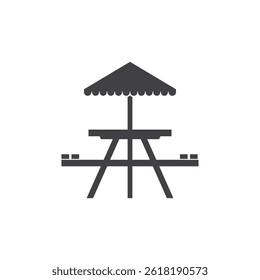 Picnic table with an umbrella icon