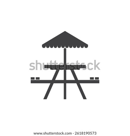 Picnic table with an umbrella icon