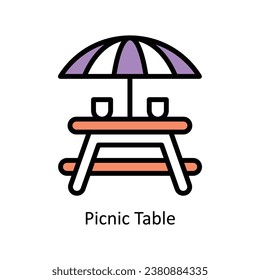 picnic table  vector Filled outline Design illustration. Symbol on White background EPS 10 File 