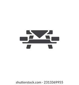 Picnic table vector icon. filled flat sign for mobile concept and web design. Table with seat glyph icon. Symbol, logo illustration. Vector graphics