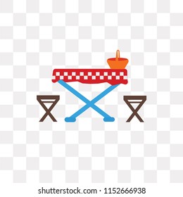 Picnic table vector icon isolated on transparent background, Picnic table logo concept