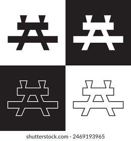 Picnic table vector icon isolated isolated on white and black background. Vector illustration .Picnic table transparency logo design