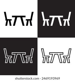 Picnic table vector icon isolated isolated on white and black background. Vector illustration .Picnic table transparency logo design