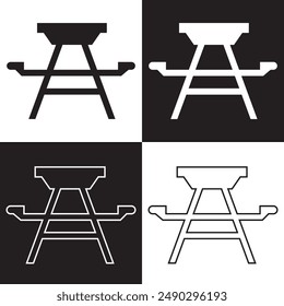 Picnic table vector icon isolated on white and black background. Vector illustration .Picnic table transparency logo design on white and black background. EPS 10