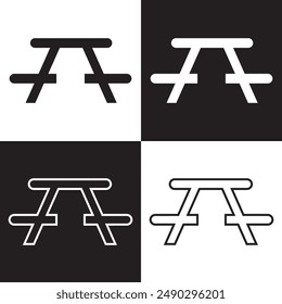 Picnic table vector icon isolated on white and black background. Vector illustration .Picnic table transparency logo design on white and black background. EPS 10