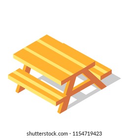 Picnic Table Vector Illustration In Isometric Design