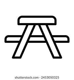 Picnic Table Vector Line Icon Design