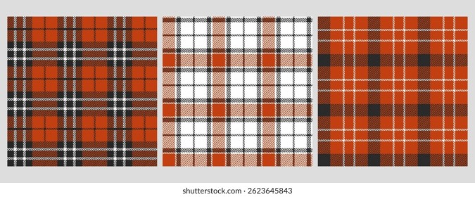 Picnic tablecloth plaid, gingham seamless pattern vector set. Traditional square check vichy tartan. Red napkin textile, grid blankets, checkered kitchen print. Abstract geometric checker backgrounds