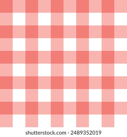 Picnic Tablecloth, Red and White Checkered Seamless Pattern Gingham Barbecue Backdrop Retro Blanket Background