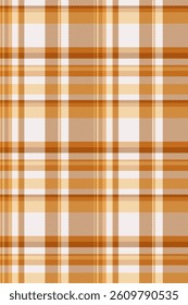 Picnic texture background seamless, awesome plaid tartan vector. Handmade fabric pattern textile check in orange and white colors palette.
