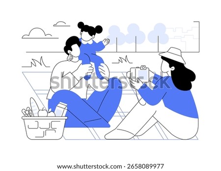 Picnic time isolated cartoon vector illustrations. Family members having picnic together, people lifestyle, happy childhood, journey with a baby, leisure time together vector cartoon.
