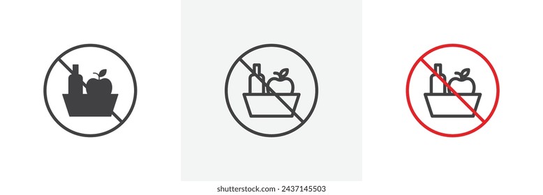 Picnics Are Prohibited Sign Isolated Line Icon Style Design. Simple Vector Illustration