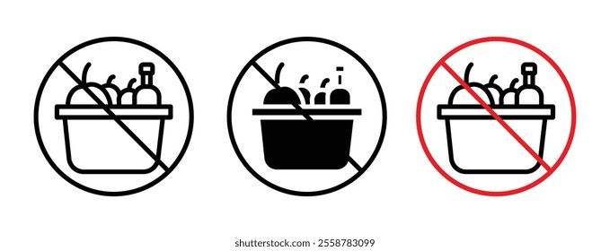 Picnics are prohibited sign vector set
