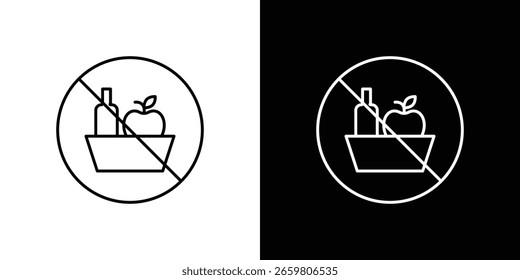 Piqueniques são design de sinais proibidos. Ilustração vetorial de elementos gráficos finos