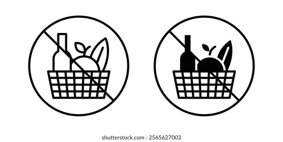Picnics are prohibited signs set in black and white colors