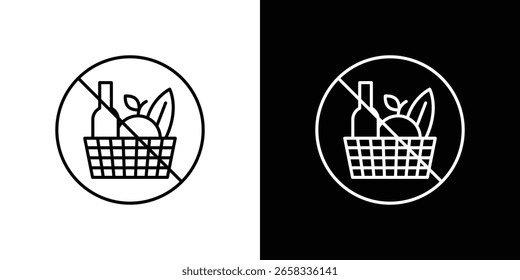 Picnics are prohibited signs Simple Set. Vector icons for graphic design template.
