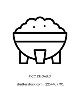 pico de gallo icon. Line Art Style Design Isolated On White Background