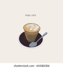 Picolo latte , small size of latte , sketch vector.