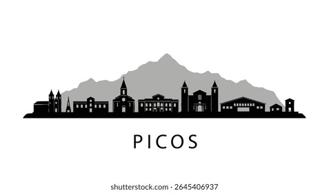 Picos Brasil Skyline Cityscape Preto Silhueta.
