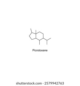 Picrotoxane skeletal structure.Sesquiterpene compound schematic illustration. Simple diagram, chemical structure.