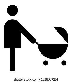 Pictogram of baby carriage vector element.