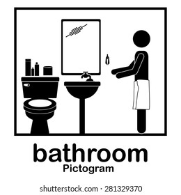 Pictogram bathroom design over white background, vector illustration