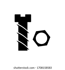 Pictogram bolt and nut icon. Black icon on white background.