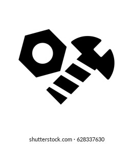 Pictogram bolt and nut icon. Black icon on white background.