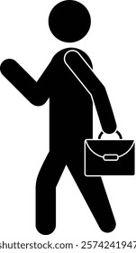 Pictogram of a businessman walking with a bag