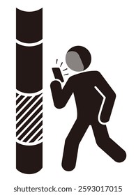 Pictogram of caution when using smartphone while walking