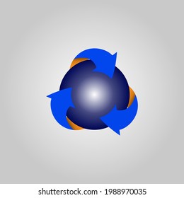 The pictogram in the center contains the globe. Three-dimensional.