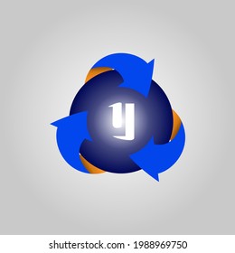 The pictogram in the center contains the letters Y. Three-dimensional.