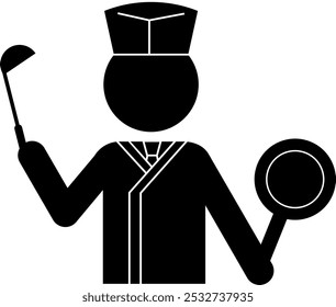 Pictogram of a chef holding cooking utensils