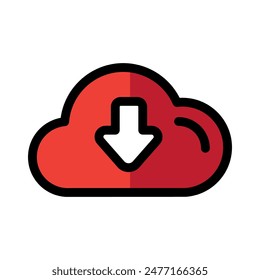 Pictogram of cloud with download arrow. Eps10 vector illustration