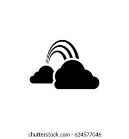 Pictogram clouds and a rainbow icon. Black icon on white background.