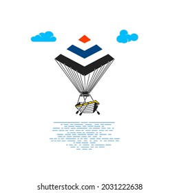 The Pictogram Consists Of A Parachute Pyramid  And A Rowboat.