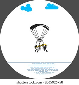 The Pictogram Consists Of A Parachute And A Rowboat.